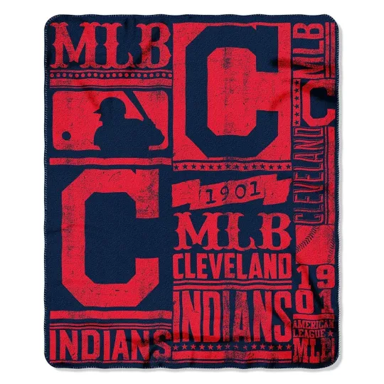 Discover Cleveland Indians Strength Design 50x60 Rolled Fleece Blanket  -Big SALE
