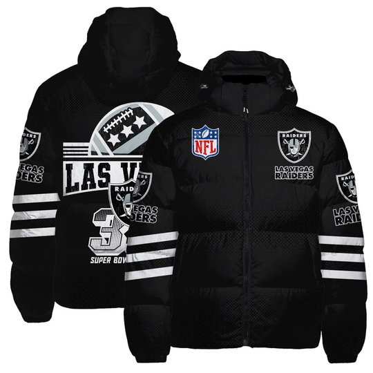 Las Vegas Raiders Hooded Puffer Jacket, Football Fan Jacket