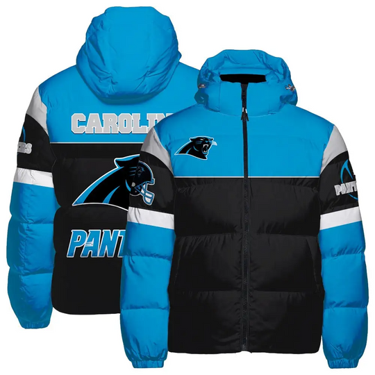 Carolina Panthers Hooded Puffer Jacket, Gift For Football Fan