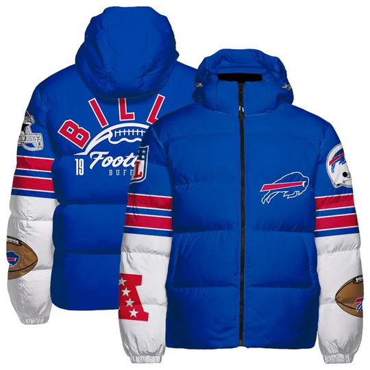 Buffalo Bills Hooded Puffer Jacket, Gift For Football Fan, Game Day Jacket