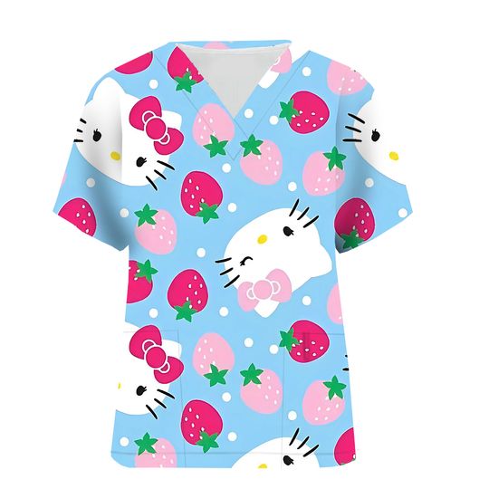 Hello Kitty Scrubs Top For Nurses and Pediatricians
