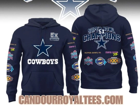 Discover Dallas Cowboy 5X Super Bowl Champions Patch Throwback 3D Hoodie