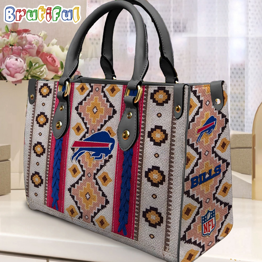 Discover football Buffalo Bills Native American Pattern Leather Bag, Football Women Leather Bag