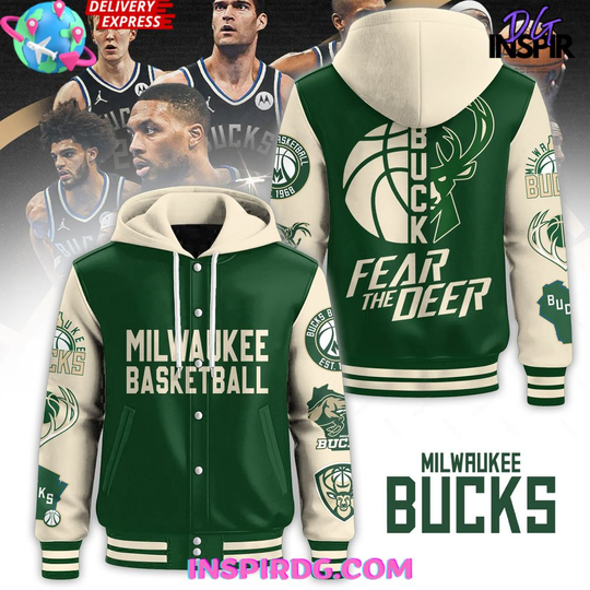 Milwaukee Bucks Fear The Deer Hooded Varsity Jacket
