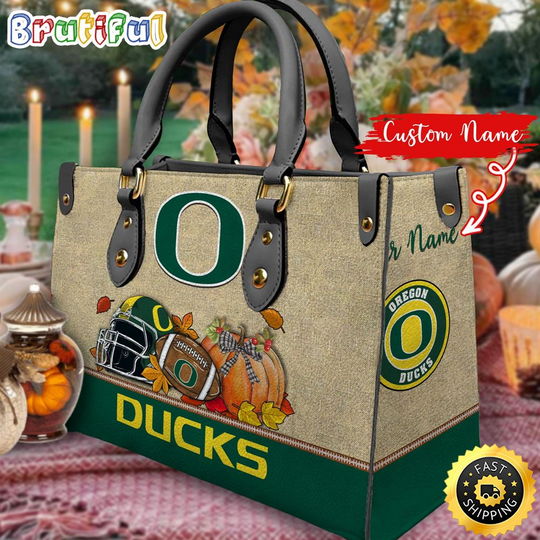 Discover Custom Name NCAA Oreg ducks Autumn Women Leather Bag