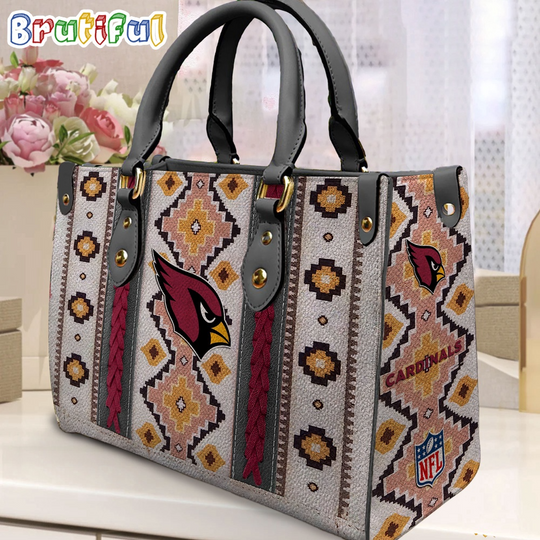 Discover football Arizonna Cardinals Native American Pattern Leather Bag, Football Women Leather Bag