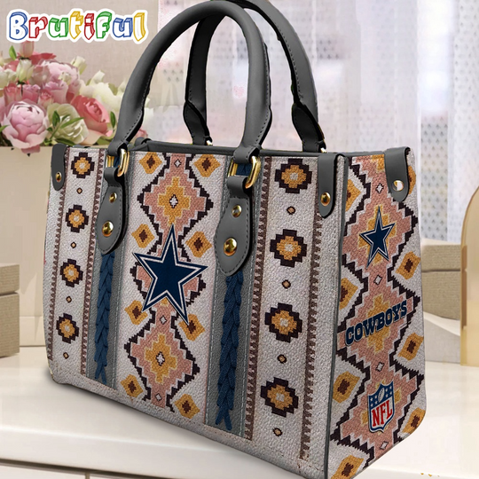 football Dallas Cowboys Native American Pattern Leather Bag, Football Women Leather Bag