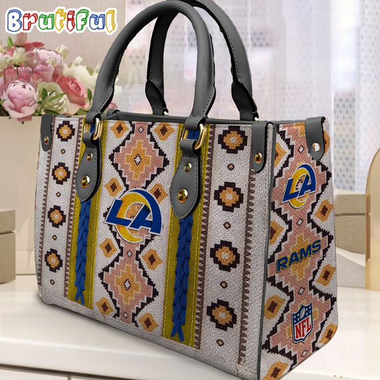 football Los Angeles Rams Native American Pattern Leather Bag, Football Women Leather Bag