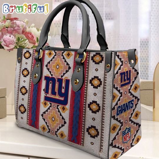 football New York Giants Native American Pattern Leather Bag, Football Women Leather Bag