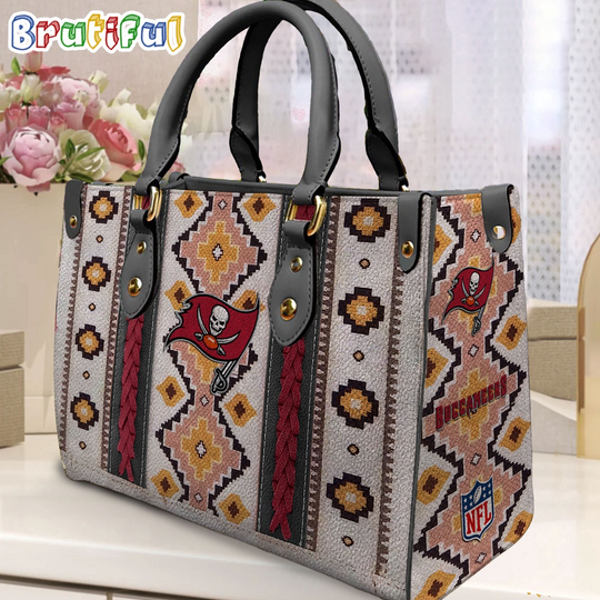football Tampa Bay Buccaneers Native American Pattern Leather Bag, Football Women Leather Bag