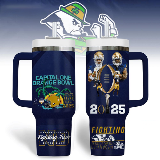 Discover ND Fighting Irish 2025 Orange Bowl Champions Tumbler Handle