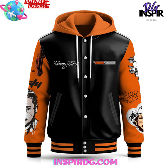 Post Malone Signature Flames Hooded Varsity Jacket