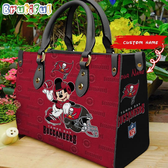 Discover Tampa Bay Buccaneers Mickey Leather Bag Custom Name Women Bag