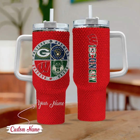 Discover Wisconsin Sport Logo Team Custom Tumber 40 Oz