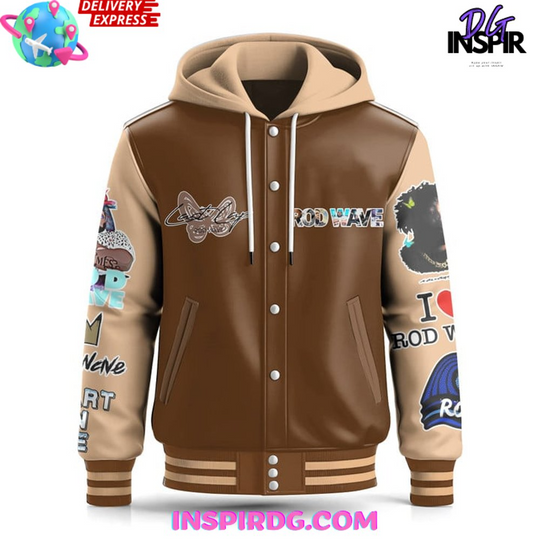 Rod Wave Last Love Brown Hooded Varsity Jacket