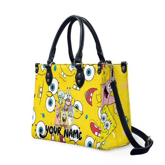 Personalized Spongebob Squarepants Luxury Women PU Leather Handbag, Spongebob