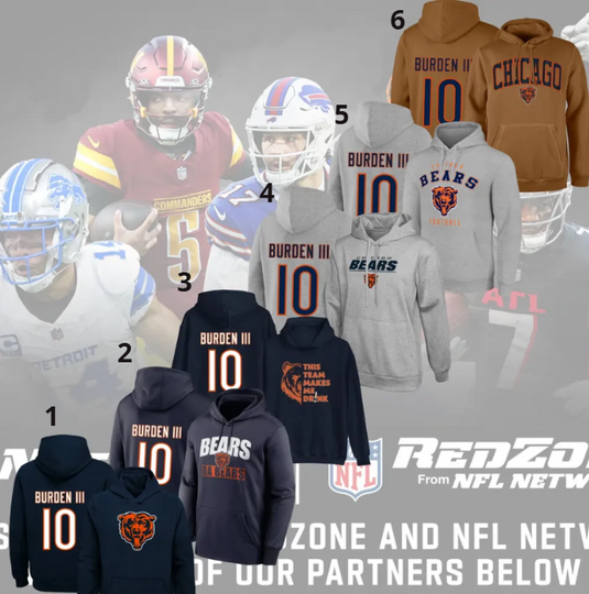 Luther Burden III #10 Chicago Bears 2025 Name & Number Edition Hoodie