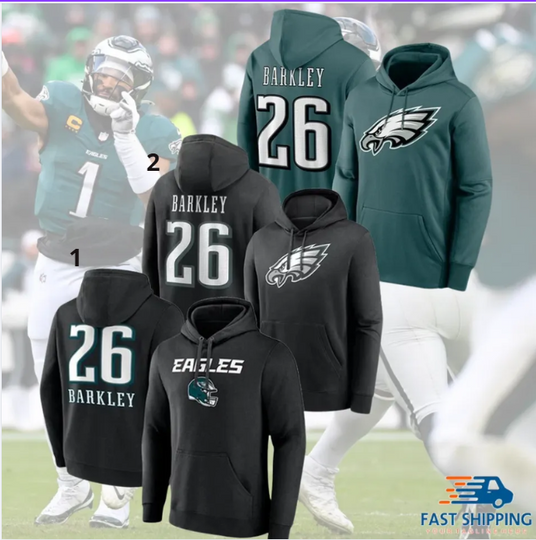 Saquon Barkley #26 PHI Eagles 2025 Hoodie Reprint Player Name & Number