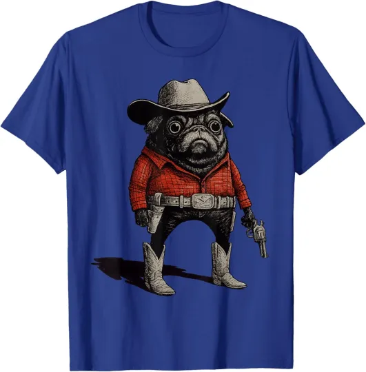 Discover Cowboy Pug T-Shirt - Funny Western Dog Meme Unisex Clothing