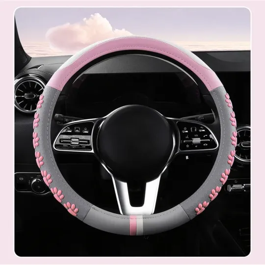 Discover 36-38cm Cat Paw Silicone Steering Wheel Cover with Honeycomb Texture