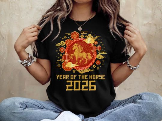 Discover Year of the Horse 2026 Shirt, Chinese New Year 2026 Tee, Lunar New Year Horse Zodiac Shirt, Asian Festival Dragon Lantern Gift