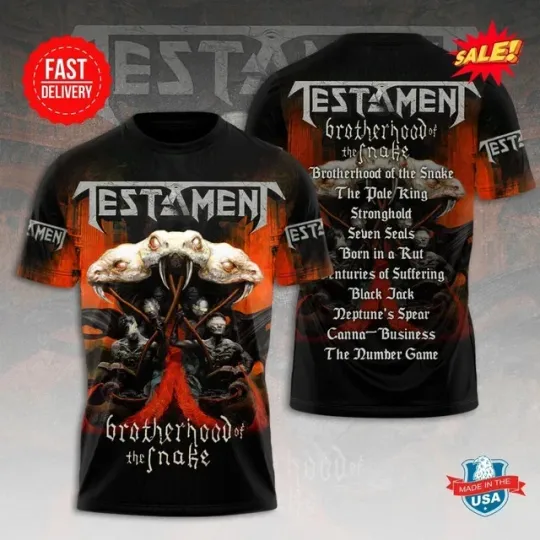 Discover TESTAMENT BAND 3D T-Shirt All size S-5XL Unisex Gift For Fans BS789