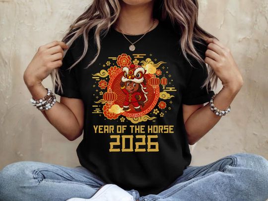 Discover Year of the Horse 2026 Shirt, Chinese New Year 2026 Tee, Lunar New Year Horse Zodiac Shirt, Asian Festival Dragon Lantern Gift