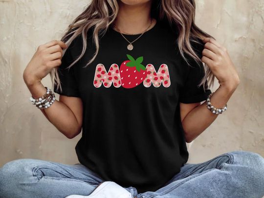 Discover Strawberry Mom T-Shirt: Fun Mother's Day Gift, Mom Strawberry First Birthday , Berry First Birthday Matching Family Shirts