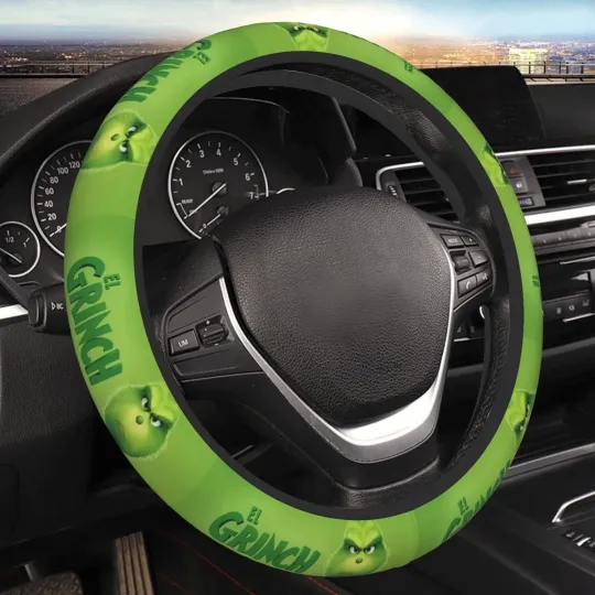 Discover Funny Character Christmas Car Steering Wheel Cover 15-inch