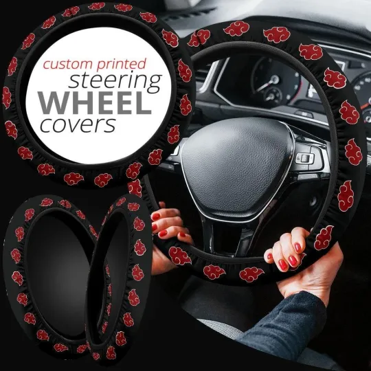 Discover Akatsuki Cloud Anime Steering Wheel Cover for Narutoo Car Accessories