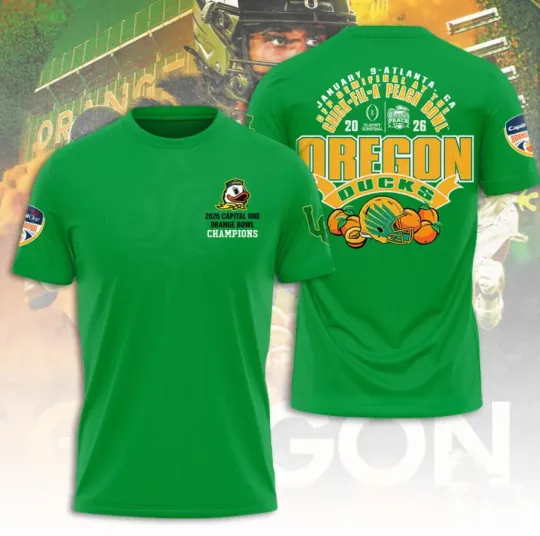 Oregon Duck 2026 Orange Bowl Champions 3D Aop T-Shirt
