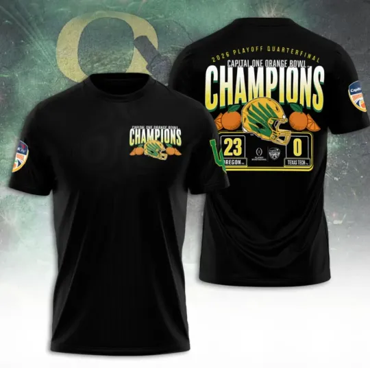 Discover Oregon Duck 2026 Orange Bowl Champions 3D T-Shirt