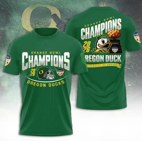 Discover Oregon Duck 2026 Orange Bowl Champions 3D Printed T-Shirt