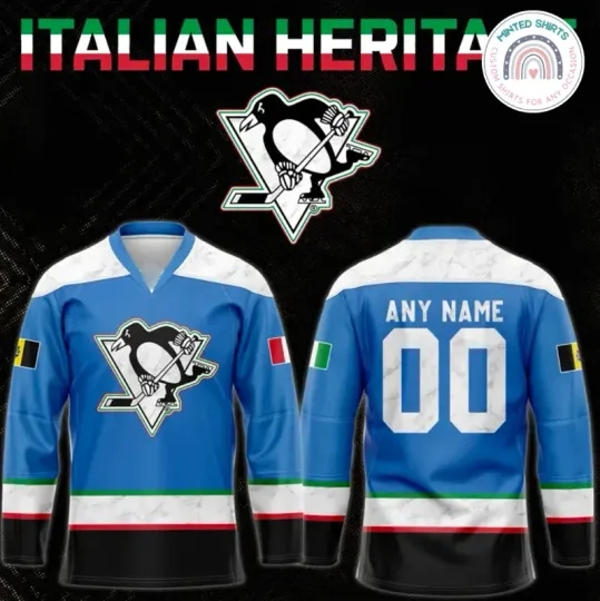 Discover Custom Pittsburgh Penguin X Italian Heritage Night Hockey Jersey