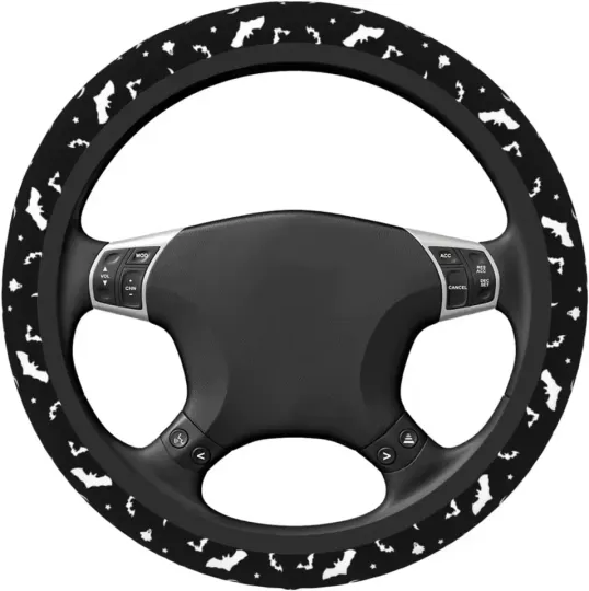 Discover Halloween Gothic Bats and Moon Elastic Steering Wheel Cover for Women and Men