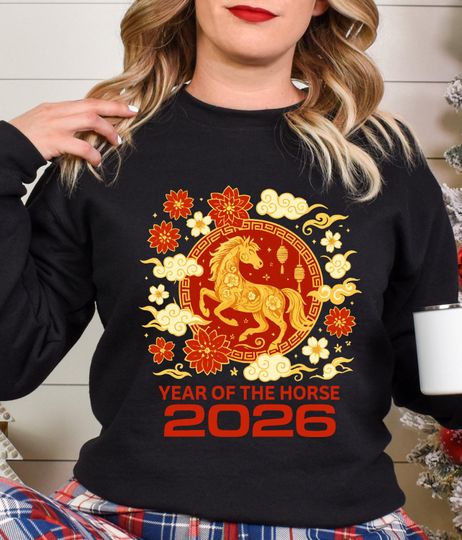 Discover Year Of The Horse 2026 Tshirt, Lunar New Year Festival Top, Zodiac Horse Symbol Tee, Chinese New Year Celebration Shirt,