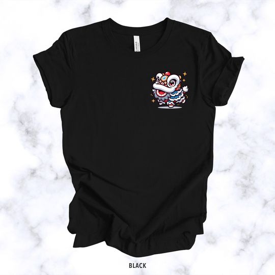 Discover Lion Dance Pocket Graphic T-Shirt, Lunar New Year Shirt, Happy New Year, Chinese New Year, Cute Lion Dance