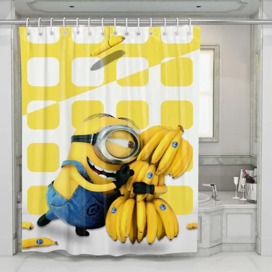 Discover Minion And Banana Shower Curtain Set Bathroom Set For Bathroom Decor Best Gift