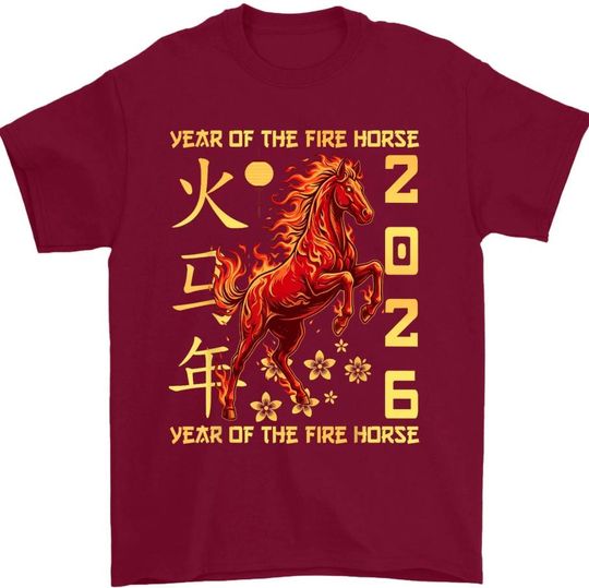 Discover Year of The Horse 2026 Lunar New Year Chinese New Year 2026 Unisex T-Shirt, Premium Cotton, Size S - 5XL