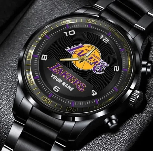 Discover LosAngeles Lakerss Black Stainless Steel Watch, Gift For Fans