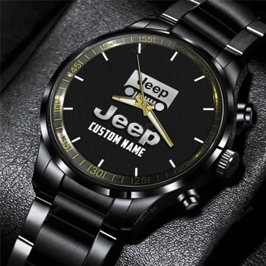 Discover Personalized Jeep Car Racing Black Stainless Steel Watch For Men