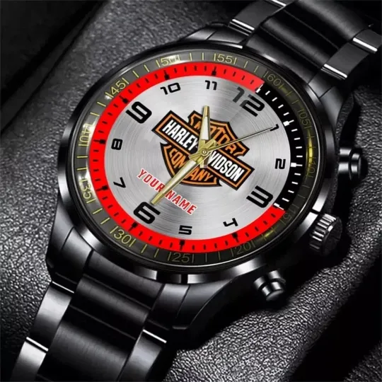Discover Personalized Harley Motor Racing Davidson Black Stainless Steel Watch For Men