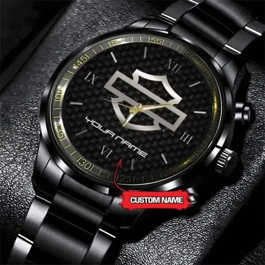 Discover Personalized Harley Motor Racing Davidson Black Stainless Steel Watch For Men