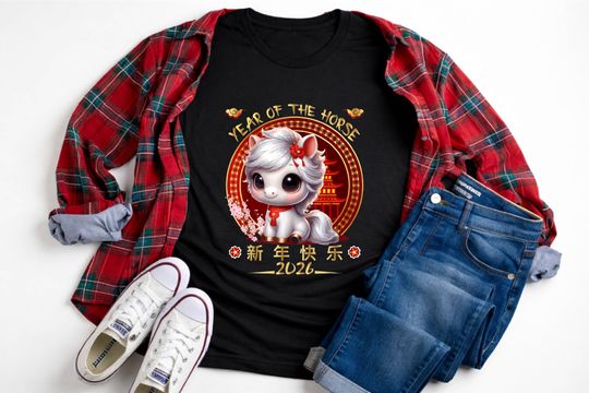 Discover Year Of The Horse Chinese New Year 2026 T-Shirt, Lunar New Year  Zodiac Horse Tee