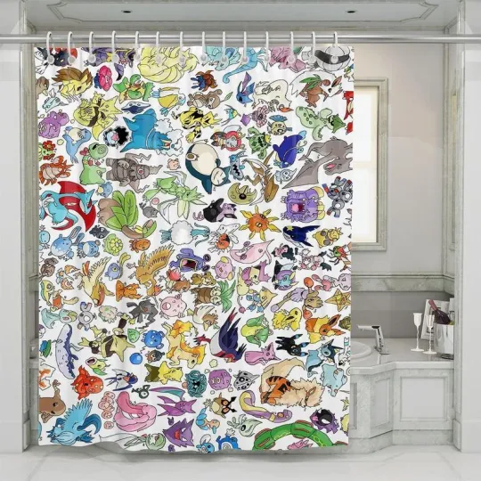 Discover Assemble Species Anime Shower Curtain Set For Bathroom Decor Gift For Friends