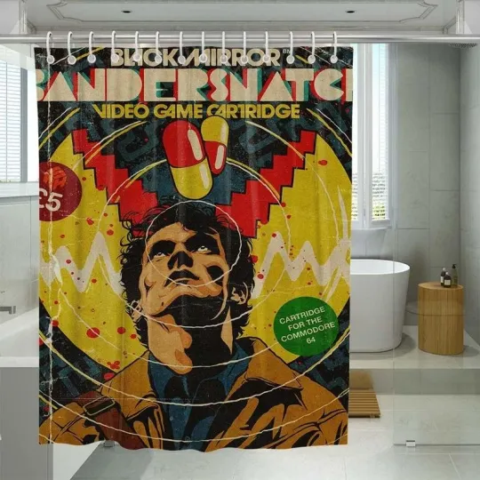 Discover Vintage Black Mirror Bandersnatch Shower Curtain Set For Bathroom Decor Gift For