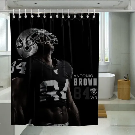 Emotional Antonio Brown Raiders Shower Curtain Set For Bathroom Decor Gift For