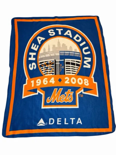 Discover New York Mets Shea Stadium Fleece Blanket 57” X 42” MLB 2008 Final Season NY