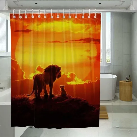 Discover Mufasa And Simba Sunset The Lion King Shower Curtain Set For Bathroom Decor