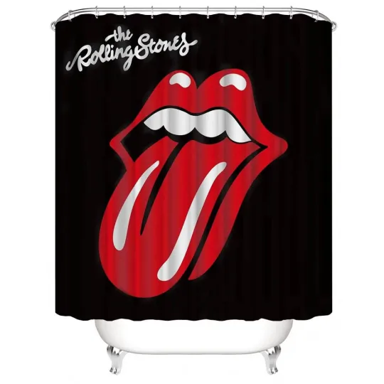 Discover Red Tongue And Lips Rolling Stones Shower Curtain Toilet Seat Mats Gift